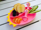 Pink Dinosaur Silicone Suction Plates w/ Cutlery