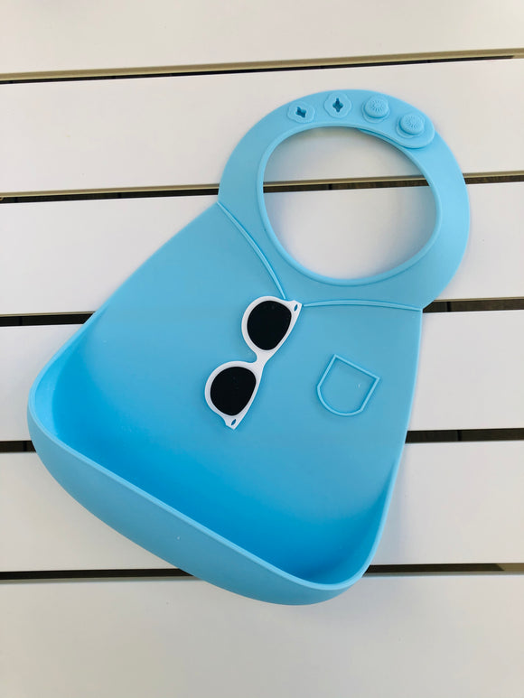 Blue Sunglass Silicone Bib