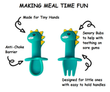 Green Dinosaur Silicone Suction Plates w/ Cutlery