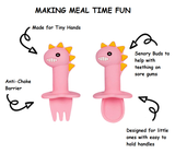 Pink Dinosaur Silicone Suction Plates w/ Cutlery